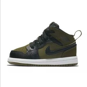 Nike Air Jordan 1 Mid (TD) 'Olive Canvas' Shoes Sneakers size 8C